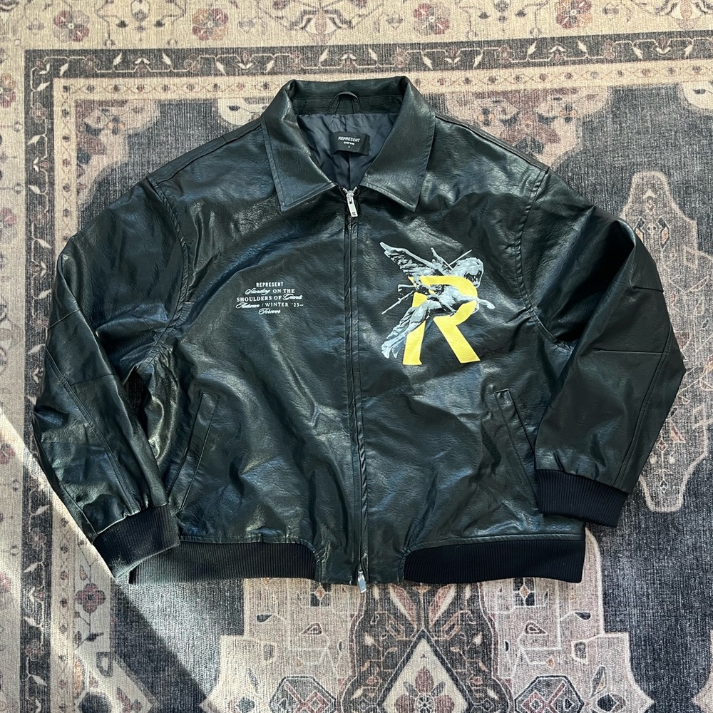 Represent Black Pleather Jacket AW23